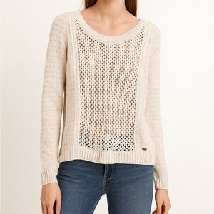 Garage Cream Open Knit Overlap Back Sweater